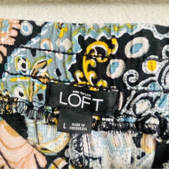 Loft woman’s floral printed pull-on pants size L wide leg casual comfortable - Picture 8 of 10